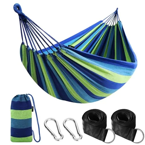 ANYOO Cotton Camping Hammock with Tree Straps 660lb Capacity
