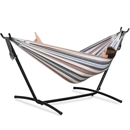 PNAEUT Double Hammock with Steel Stand Coffee