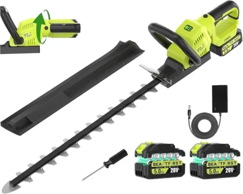 BeautFirst 20V 22-Inch Cordless Hedge Trimmer Dual Battery