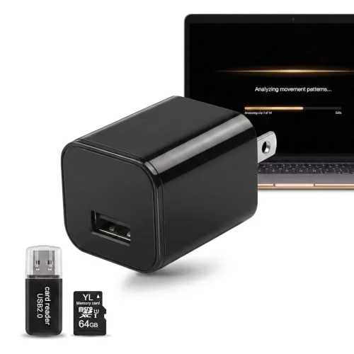 LOKX USB Wall Charger Hidden 1080P Security Camera 64GB