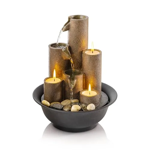 Alpine WCT202 Tiered Fountain with 3 Tealight Holders