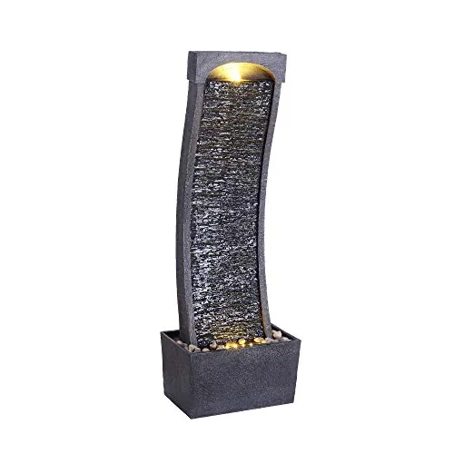 Teamson Home 38.58in Curved Faux Slate Waterfall Fountain