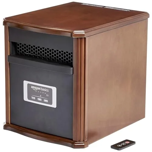 Amazon Basics 1500W Infrared Heater Wood Casing Remote
