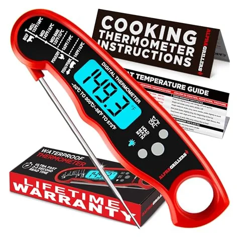 Alpha Grillers Instant Read Thermometer IP67 Waterproof