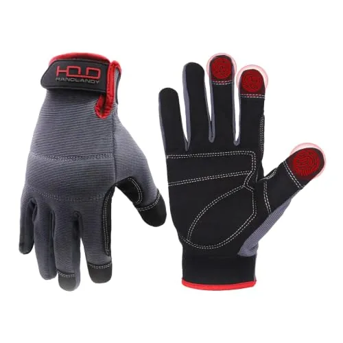 HANDLANDY Men's Synthetic Leather Work Gloves Touch Screen