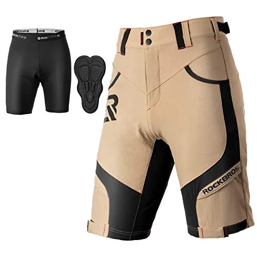 ROCKBROS 4D Padded Baggy MTB Shorts Removable Liner