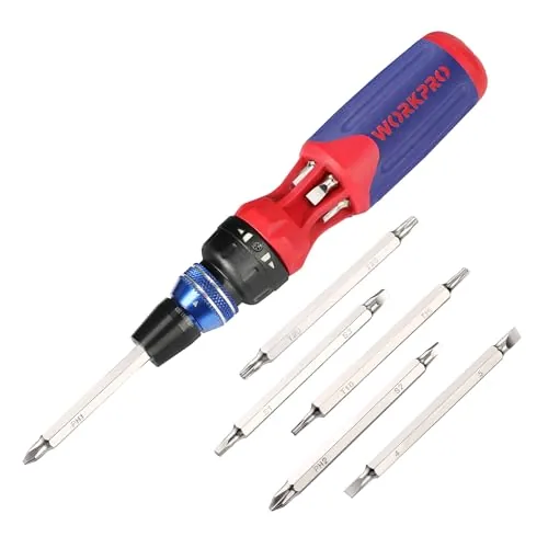 WORKPRO 12-in-1 Ratcheting Screwdriver with Bit Storage