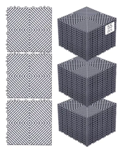 VEVOR 12x12 Interlocking Drainage Mat 55-Piece Gray Set