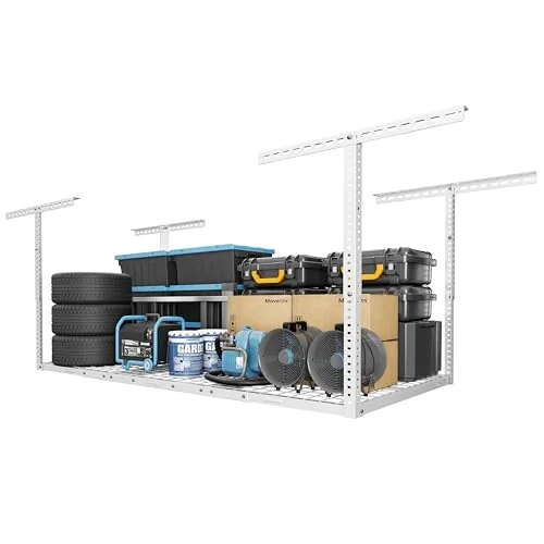 FLEXIMOUNTS 3x6 Overhead Garage Ceiling Storage Rack White