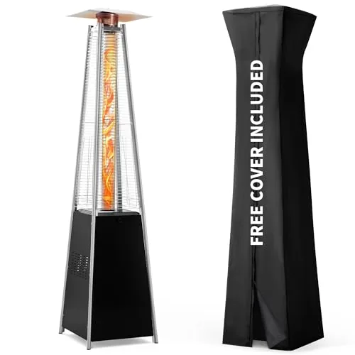 Pamapic 48,000 BTU Pyramid Propane Patio Heater with Cover