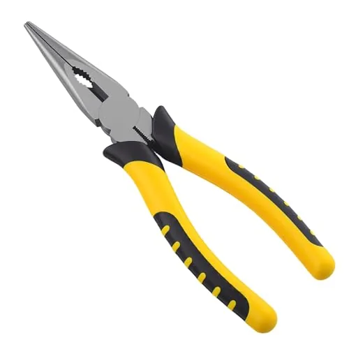 Wiojided 8-Inch HCS Long Nose Pliers with Round Shaft Jaws