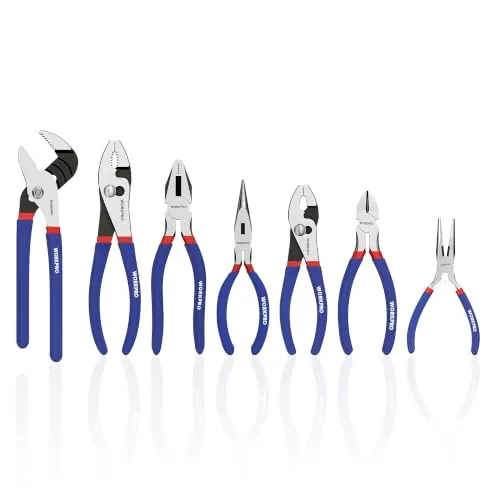 WORKPRO 7-Piece Comfort Grip Pliers Set Blue