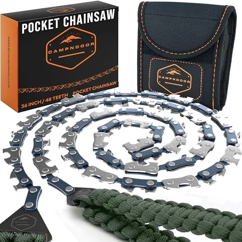 CAMPNDOOR Pocket Chainsaw 96-Tooth Paracord Handle Survival Saw