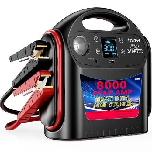 FlyAuto 8000A 12V/24V Heavy-Duty Jump Starter Pack