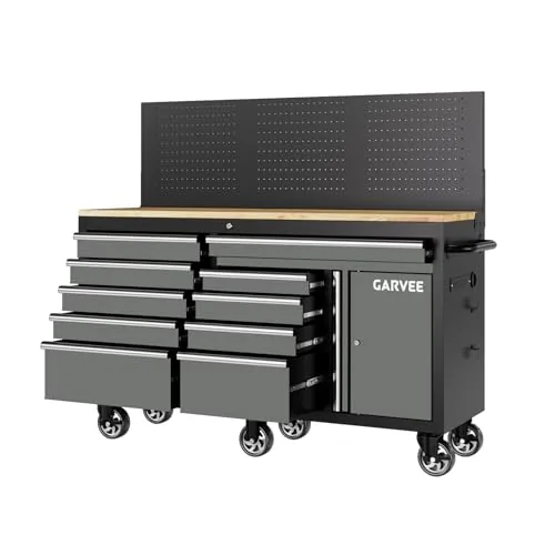 Garvee 60in Rolling Tool Chest 10-Drawer with Workbench