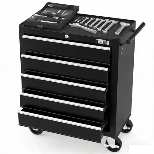TUFFIOM 5-Drawer Rolling Tool Chest with Lock