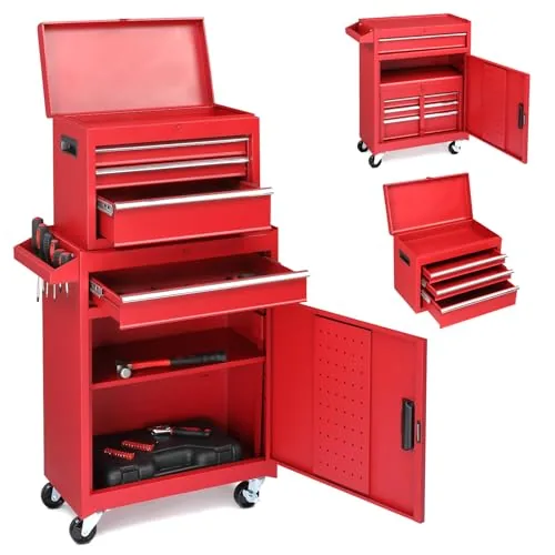 Winado 4-Drawer Rolling Tool Chest 2-in-1 Red