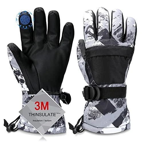 Odtmger Parent-Child Ski Gloves Waterproof Touchscreen