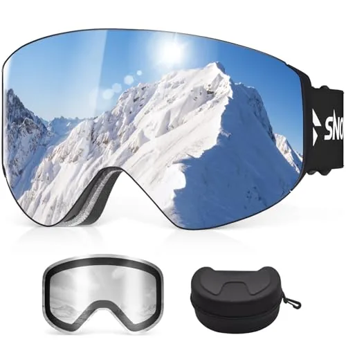 Snowalva Ski Goggles Dual Magnetic Interchangeable Lens