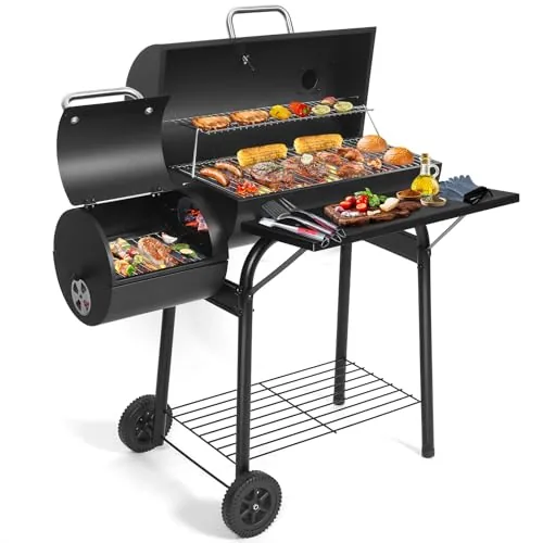 SUNLIFER Offset Smoker Charcoal Grill 512 sq in