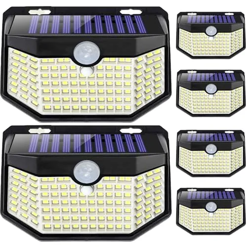 HMCITY 120 LED Solar Wall Light 6-Pack Motion Sensor