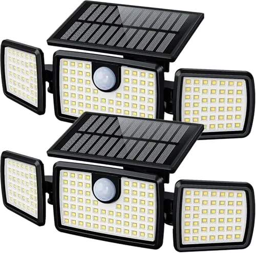 MIHANI 3-Head Solar Flood Light 2500LM Motion Sensor 2-Pack