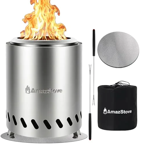 AmazStove 9.7x7.1" Tabletop Fire Pit Low-Smoke Steel