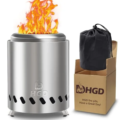 HGD Tabletop Smokeless Fire Pit Portable Mini Silver