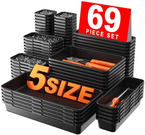 A-LuGei 69-Piece Modular Tool Tray Organizer Set Black