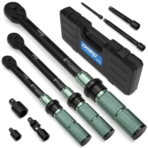 DISEN 9PC Click Torque Wrench Set 1/4 3/8 1/2 Drive