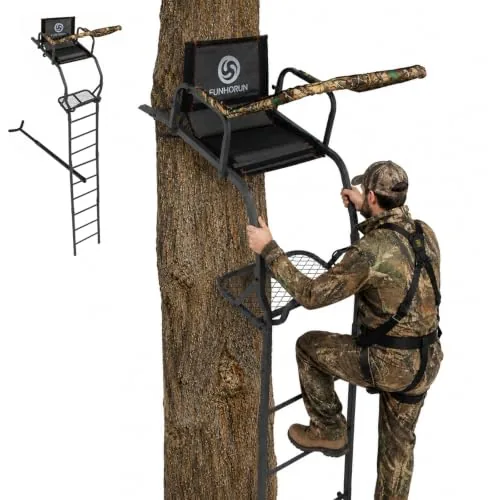 FUNHORUN 15FT Ladder Tree Stand with Camo Seat