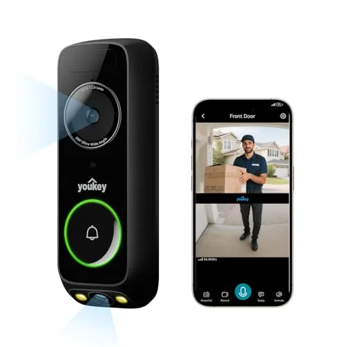 youkey Dual-Camera Wireless Doorbell No Subscription