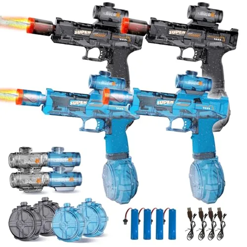 KCCHZ Electric Water Gun 4-Pack with LED Flame Effect