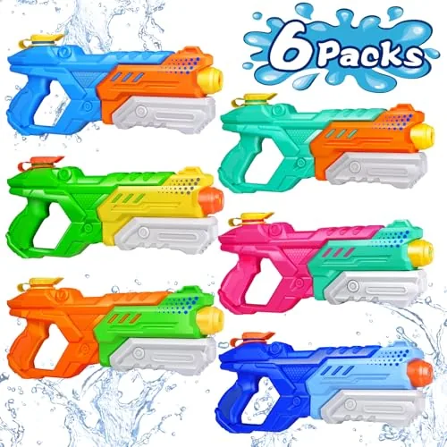 Quanquer 6-Pack 600cc Pump Squirt Guns 32ft Range