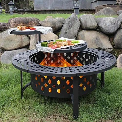 OutVue 36-Inch 3-in-1 Wood Burning Fire Pit with Grills