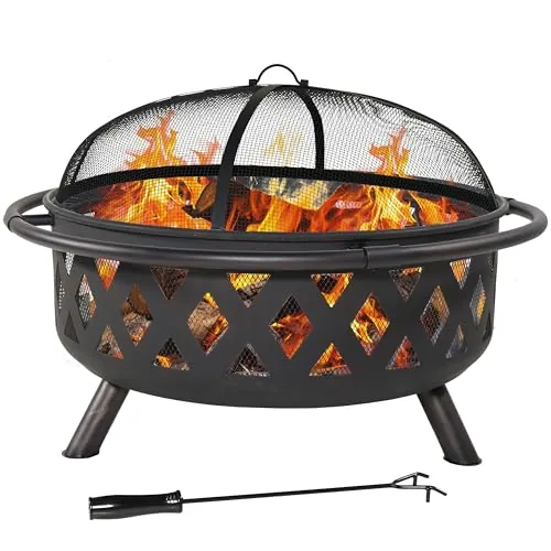 Sunnydaze Crossweave 36-Inch Wood Burning Fire Pit
