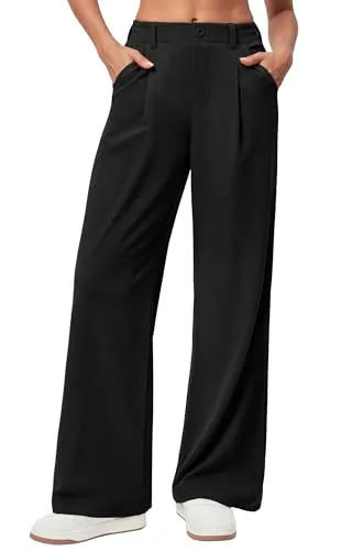 Ewedoos Wide Leg Waffle Dress Pants, 3 Inseams