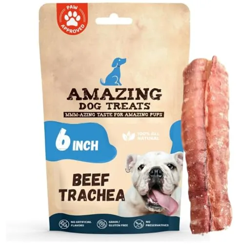 Amazing Dog Treats 6-Inch Beef Trachea Chews 20-Pack