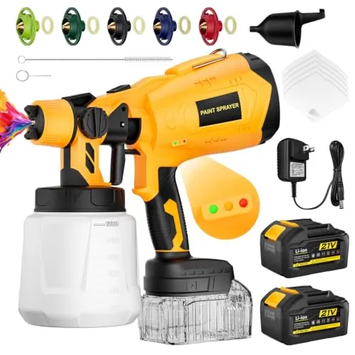 PEMMKORE Cordless HVLP Paint Sprayer, 2x5200mAh Battery
