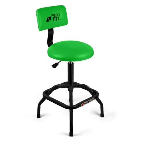 FreekyFit Shop Stool with Backrest, 300LBS, Green